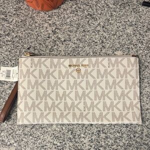 Michael Kors Beige Monogram Wristlet